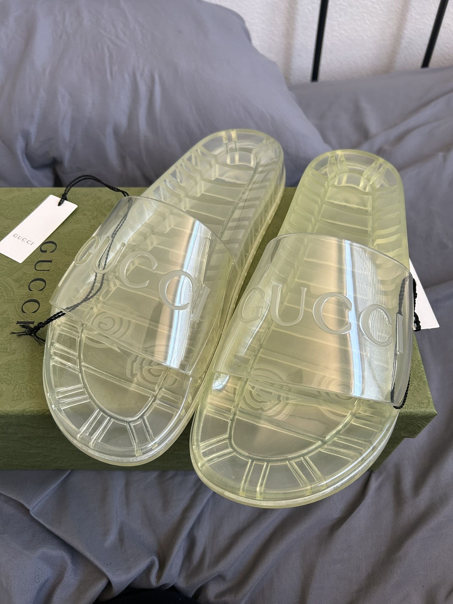 Gucci transparent Slides Men Size 10