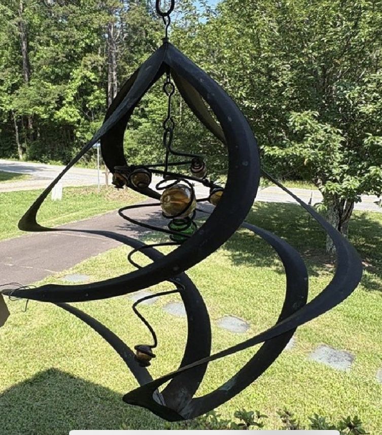 Bronze Patina Spiral Cosmix Wind Spinner & School of Spoon Fish Wind Chime