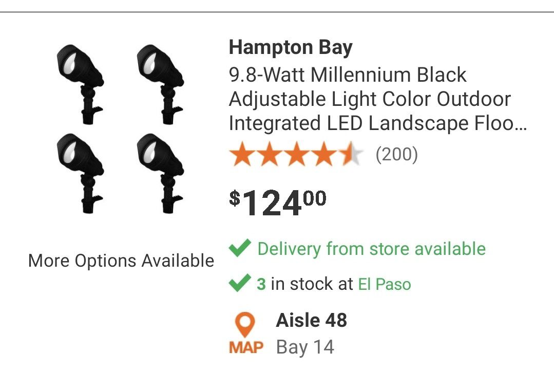 Hampton Bay 9.8-Watt Millennium Black Adjustable Light Color Outdoor  Integrated LED Landscape Flood Light (4-Pack) for Sale in El Paso, TX  OfferUp