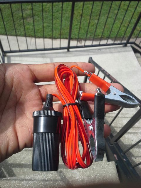 12v cigarette lighter battery clip on adapter