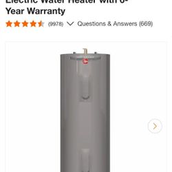 RHEEM Water Heater, 50 Gal, 4500 Watt,  Electric