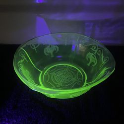 Indiana Uranium Glass Salad Bowl