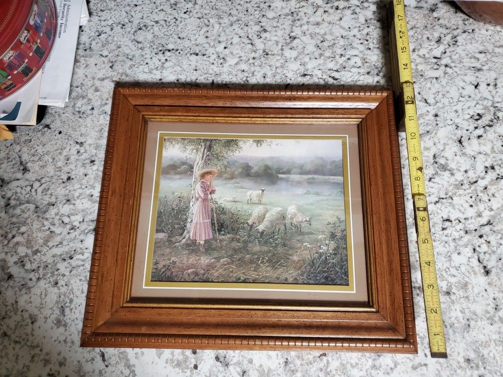 Beautiful Vintage Little Bo Peep Framed Picture