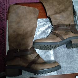 "Fergie" Tan/Brown Boots, Size 10