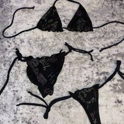 La Costanera Reversible Glitter Graffiti Bikini Sets