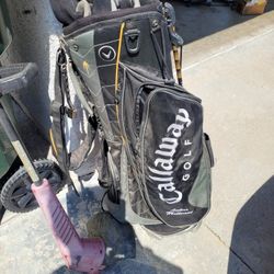 Golf Clubs Bag And A Pair Of 9 And 1/2 Ft Joy Golf Shoes