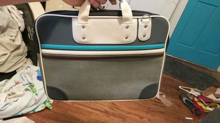 Gray white blue brown - compact laptop bag / briefcase