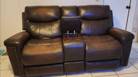 Dark brown recliner sofas
