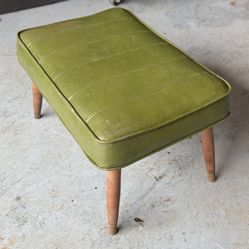 Green Faux Leather Ottoman  