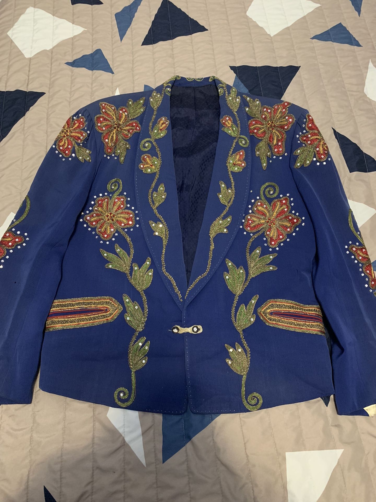 Vintage Rare Authentic Rodeo Tailoring By Nathan Turk Suit Set Blue ~ Flowers