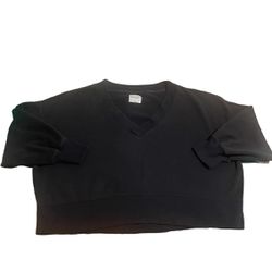 Abercrombie & Fitch Sweater Women XL Black Soft Pullover Sweatshirt V-Neck Crop