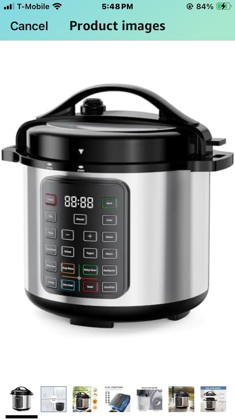 DUMOS 16-in-1 Electric Pressure Cooker 8 QT Stainless Steel Multi Cooker Electric for Pressure, Rice, Steamer, Yogurt Maker, Slow Cook, Sliver