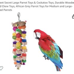 Sweet Secret Large Parrot Toys & Cockatoo Toys, Durable Wooden Bird Chew Toys, African Grey Parrot Toys for Medium and Large-Sized Parrots