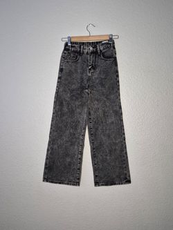 Disclosure Girls Black Acid Wash Wide Leg Jeans Pink Bows Size 10 Y