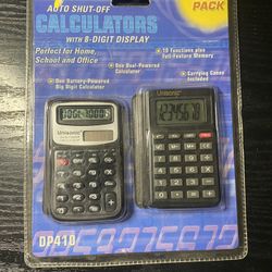 Unisonic Calculators Y2K Inspired Auto Shut-Off 2-Pack Black Dual Powered- Never opened