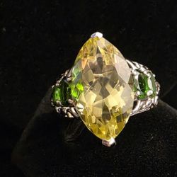 Ouro Verde Quartz, Chrome Diopside Ring, Size 9