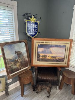 Vintage Western Cowboy Art Framed