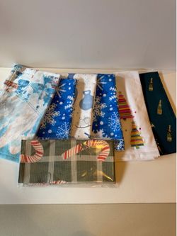 Set of 7 Holiday or Winter Tea Towels