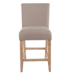 24” Upholstered Linen Barstool (Tan)