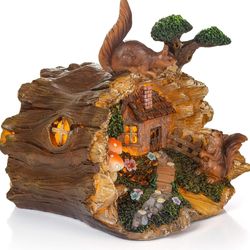 VP Home Lighted Porcelain Garden Cottage Fairy Display – New in Box