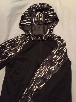 Xersion BLACK WHITE GREY ZIP HOODIE 14/16 boys Large