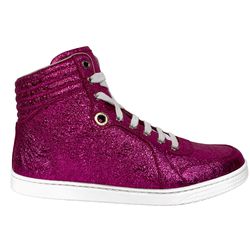 Gucci Women's Metallic Pink High-Top Lace-Up Sneakers 37.5 