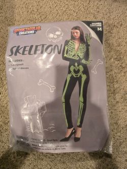 Spooktacular Creations Glow in the Dark Skeleton Costume Jumpsuit & Gloves M
