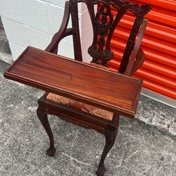 Antique Vintage Baby High Chair Antique Vintage Mid-Century Carved Mahogany Chippendale Style Fruitwood High Chair with Tray