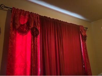 Red luxury blackout curtains. Great ambiance!
