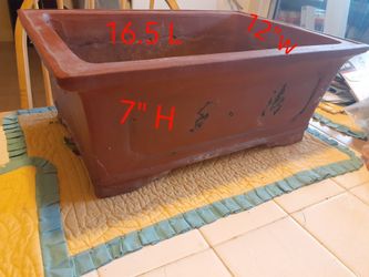 unglazed rectangular bonsai pot made of Yixing clay