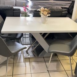 White Dining Table With 4 Chairs