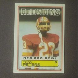 Topps 1983 Tony Peters Washington Redskins #197 NFC Pro Bowl Safety Football Card Vintage Collectible Sports NFL
