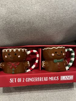 NEW 2 Piece Classic Gingerbread Man Mugs
