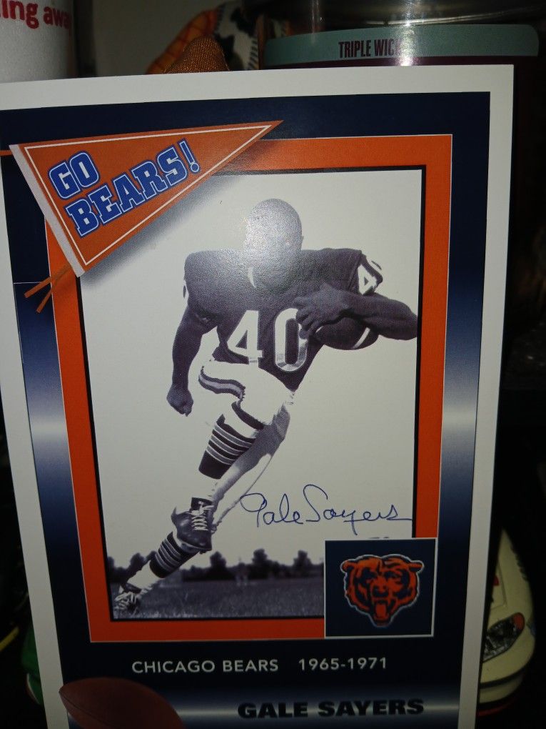 Autograph Chicago Bears Gale Sayers Index Bio Card