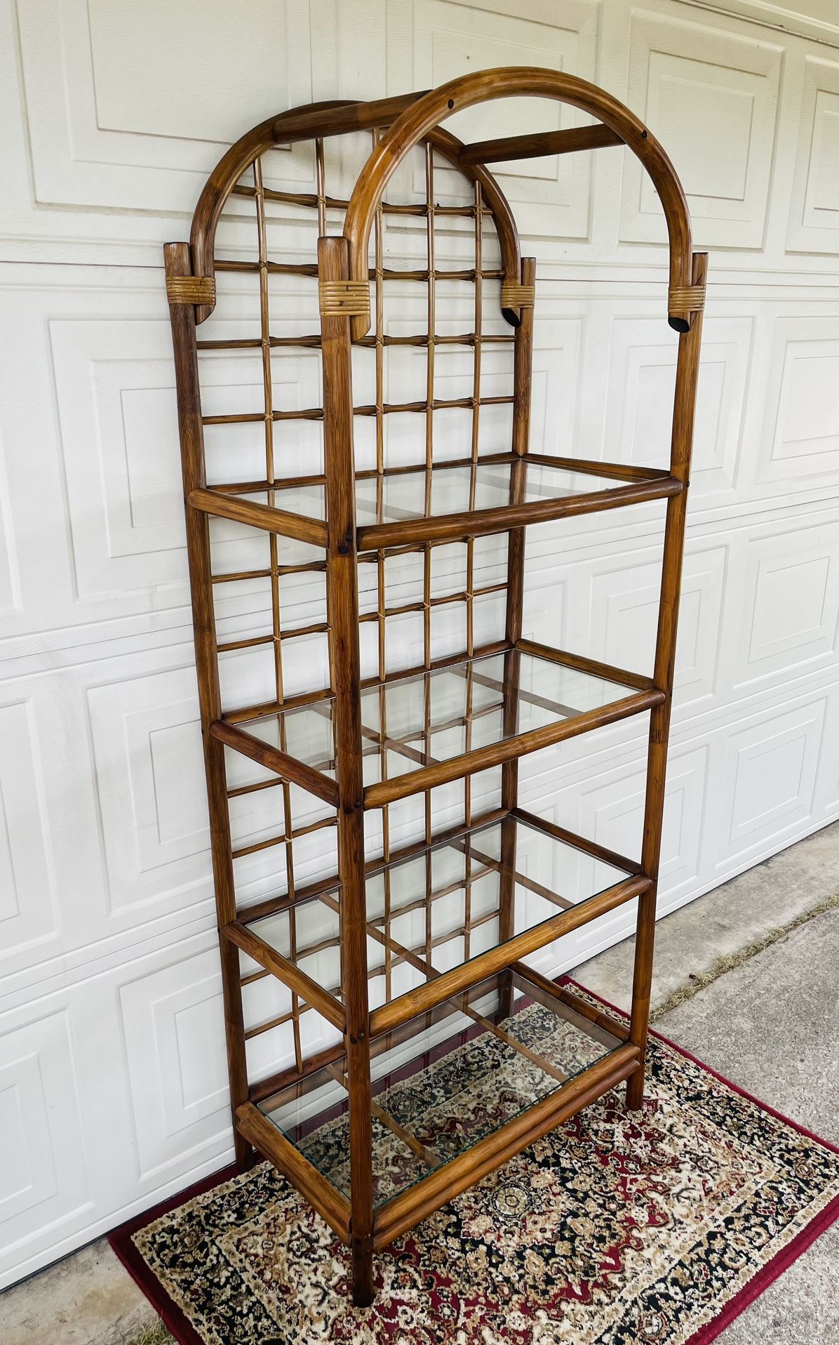 Vintage Rattan 4-Tier Shelf