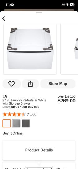 LG 27 in. Laundry Pedestal in White with Storage Drawer