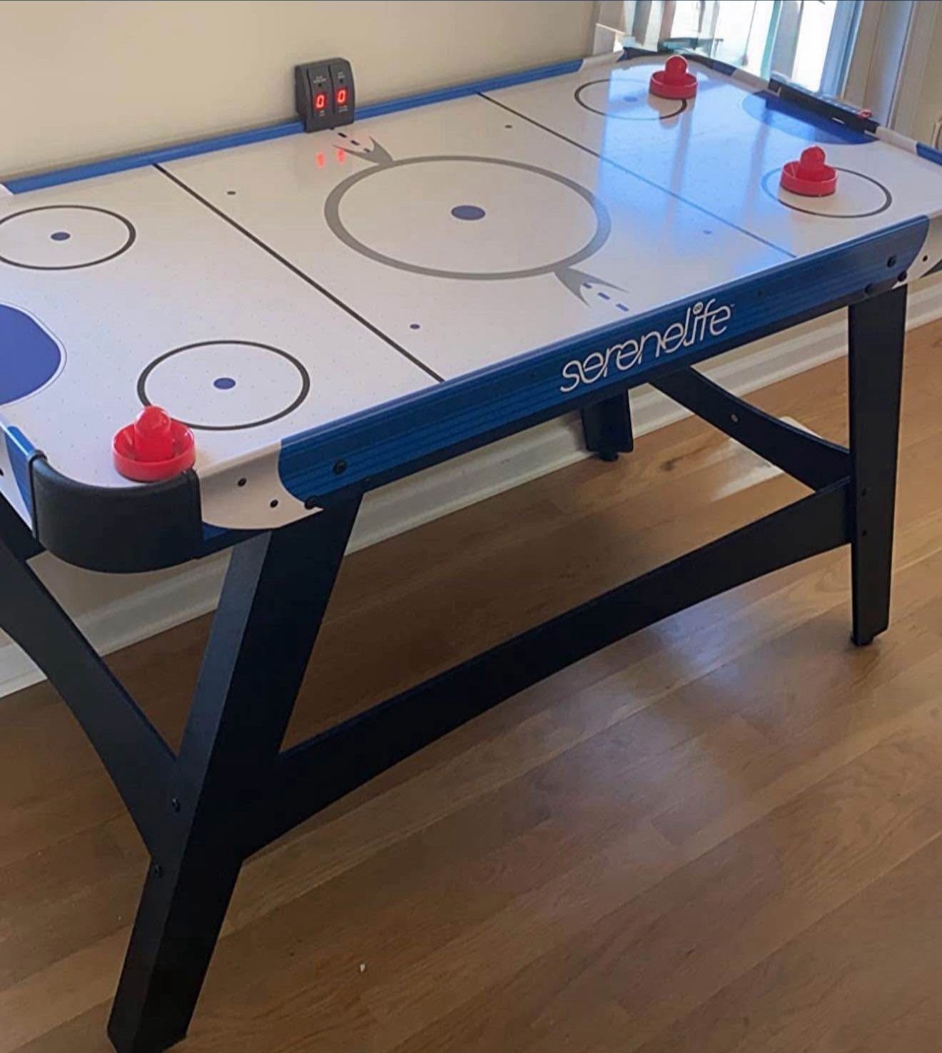 SereneLife 54 Inch Air Hockey Game Table w/Powerful Motor, Light-up Scoreboard