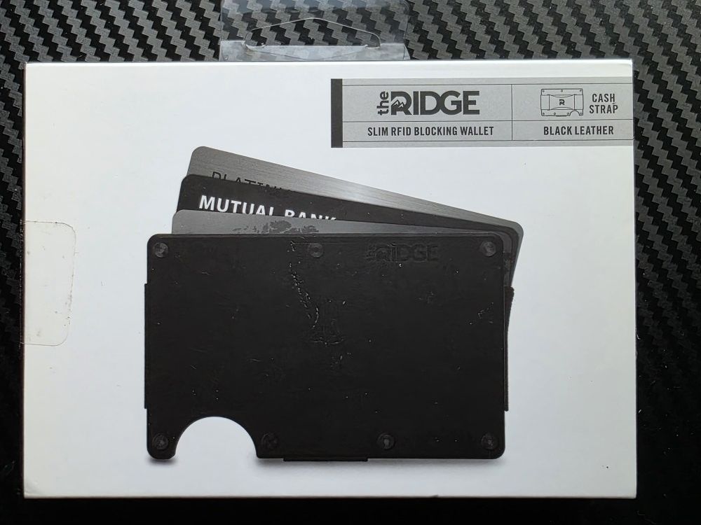 Ridge Cash Strap Black Leather Slim Wallet *New*