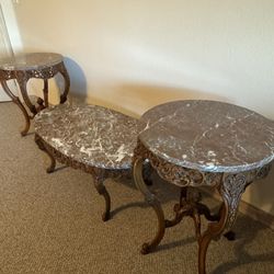 Marble Coffee Table With End Tables Set 