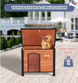 Outdoor Dog House, 31" Indoor Outdoor Doghouse Puppy Shelter Dog House with Iron Frame,Anti-Bite Design Dog Home for Small Medium Some Large Dogs (Ora
