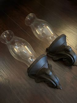 Pair of Wall Sconces with Glass Shades