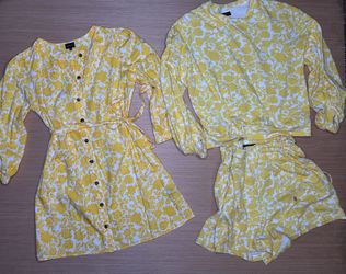 Matching Dress and Pullover & Shorts Set