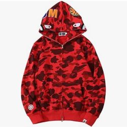 bape Shark Full Zip Up Hoodie, Camo Sweatshirt For Men Women, Hip Hop Cotton Zipper Hooded For Youth Teenagers 