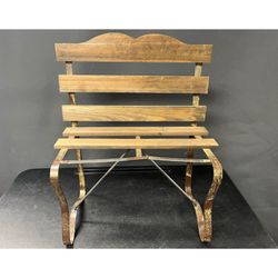Wood and metal Doll bench, small plant stand, missing a wooden slat-see pics. 