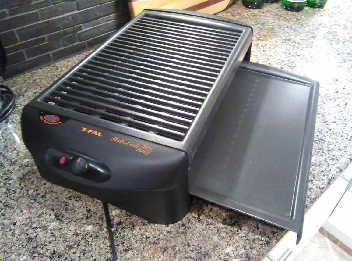 TFal electric multi grill/griddle with water drip tray for grease