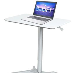 Seville Classics AIRLIFT XL 28" Pneumatic Height Adjustable Sit-Stand Mobile Laptop Computer Desk Cart (27.1" to 41.9" H), White