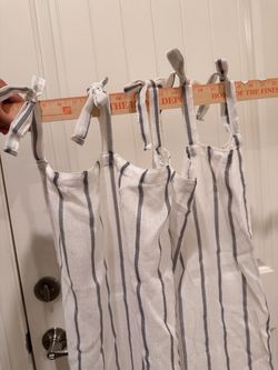 Martha Stewart Light Filtering Curtain, White with Gray stripes
