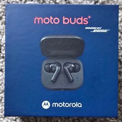 Motorola Moto Buds+ Headphones with Sound by Bose, Dual Dynamic Drivers and Optimal Resolution Sound, Dolby Head Tracking and Dolby Atmos, Dynamic Act