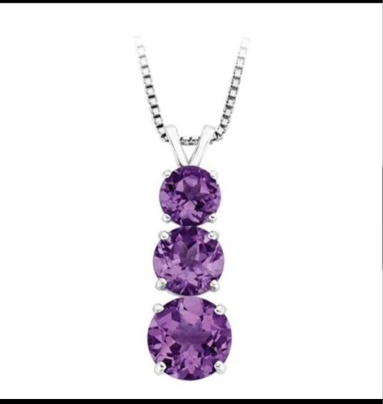 Amethyst 3 Stone Necklace