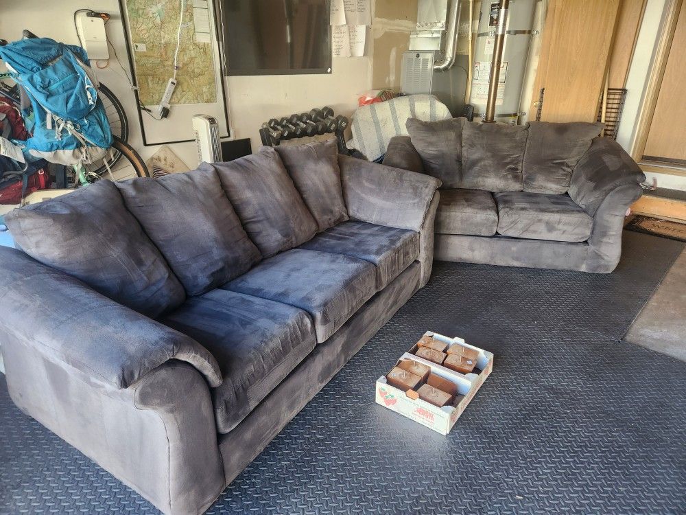 Charcoal Grey Couch & Loveseat Set